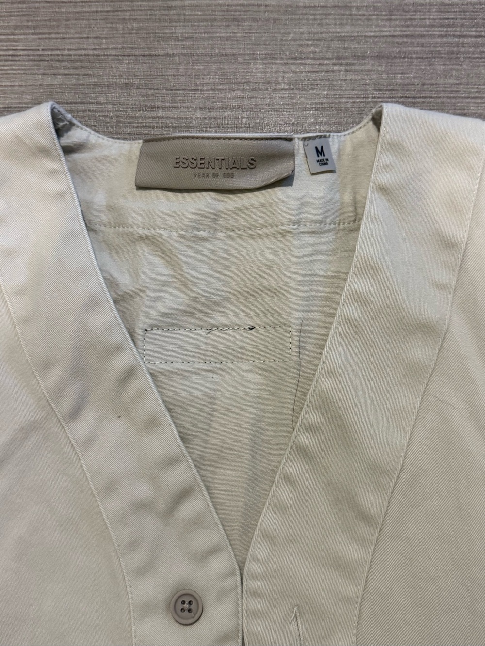Essentials Short-Sleeve Button-Front Shirt in Cream - Picture 2 of 3